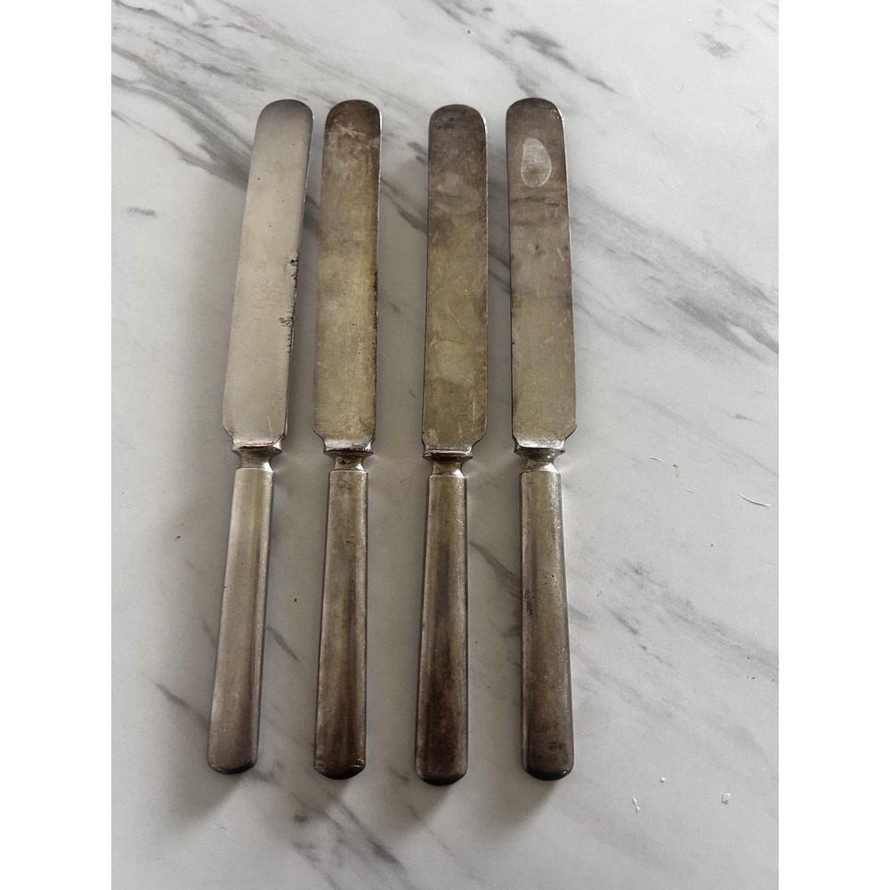 Antique 1847 Rogers Bros Warranted‎ 12 DWT Silverplate Knives Lot of 4 BxA